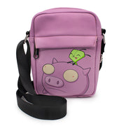 Crossbody Wallet - Invader Zim GIR Riding Piggy Pose Pink Crossbody Bags Nickelodeon   