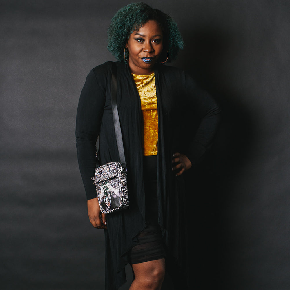 Women's Crossbody Wallet - Joker The Killing Joke Holding Head Pose HAHAHA White Black Crossbody Bags DC Comics   