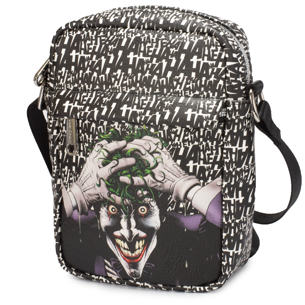 Women's Crossbody Wallet - Joker The Killing Joke Holding Head Pose HAHAHA White Black Crossbody Bags DC Comics   