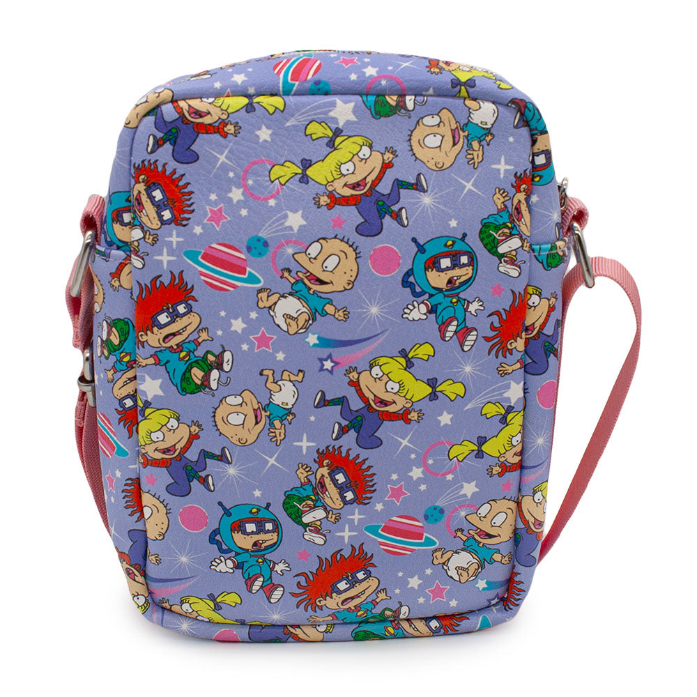 Women's Crossbody Wallet - Rugrats Characters and Icons Collage Lavender Crossbody Bags Nickelodeon   