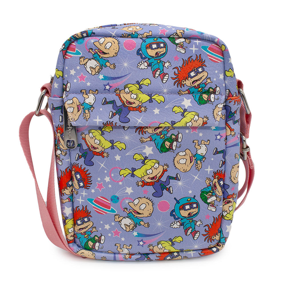 Women's Crossbody Wallet - Rugrats Characters and Icons Collage Lavender Crossbody Bags Nickelodeon   
