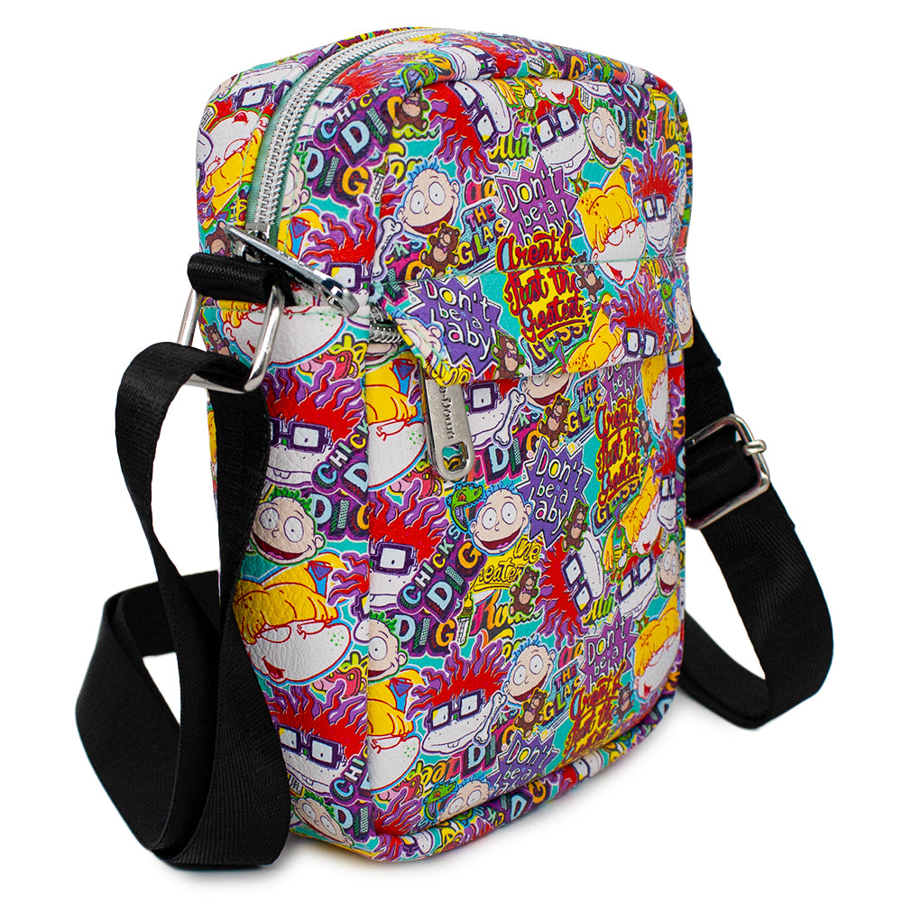 Women's Crossbody Wallet - Rugrats Character Faces and Quotes Collage Crossbody Bags Nickelodeon   