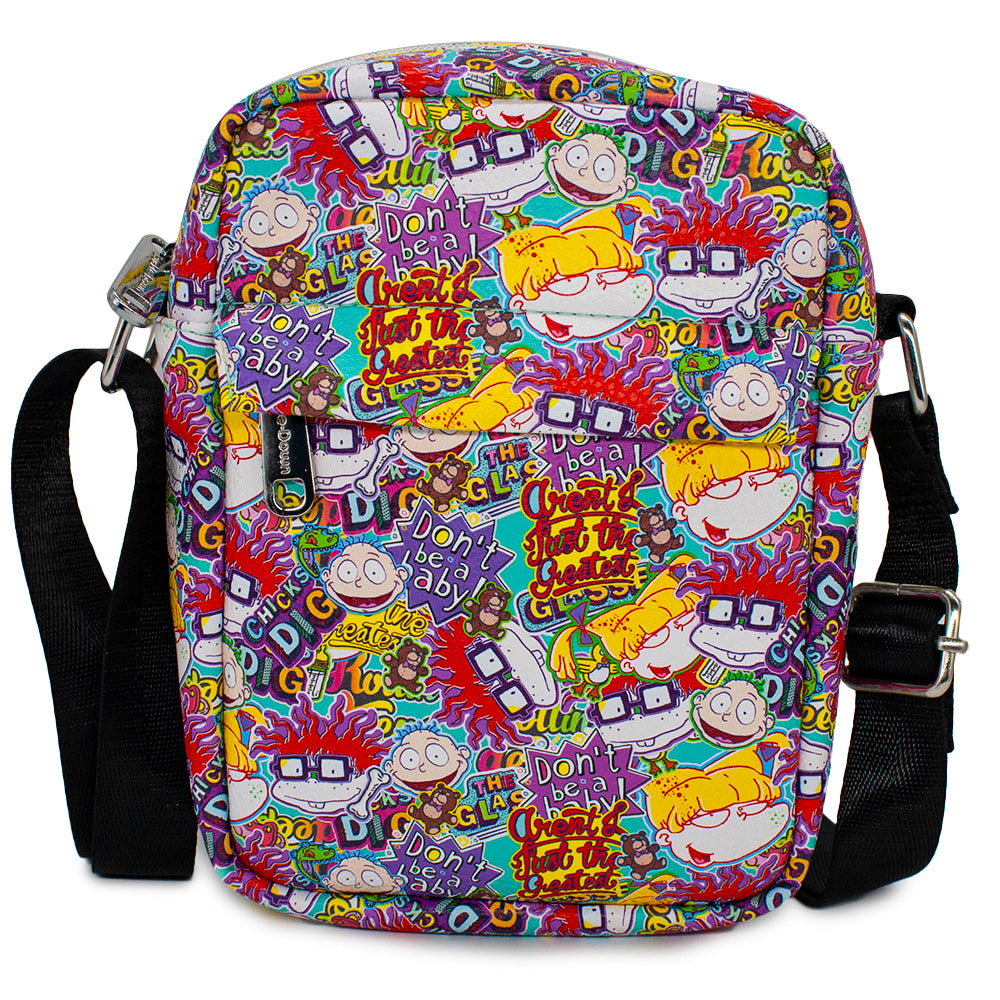 Women's Crossbody Wallet - Rugrats Character Faces and Quotes Collage Crossbody Bags Nickelodeon   