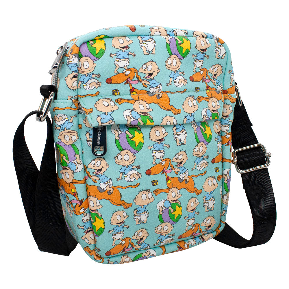 Women's Crossbody Wallet - Rugrats Tommy Pickles and Spike Poses Collage Blue Crossbody Bags Nickelodeon   