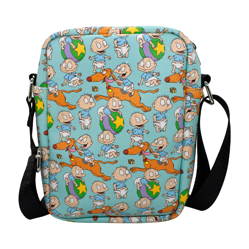 Women's Crossbody Wallet - Rugrats Tommy Pickles and Spike Poses Collage Blue Crossbody Bags Nickelodeon   