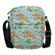 Women's Crossbody Wallet - Rugrats Tommy Pickles and Spike Poses Collage Blue Crossbody Bags Nickelodeon   