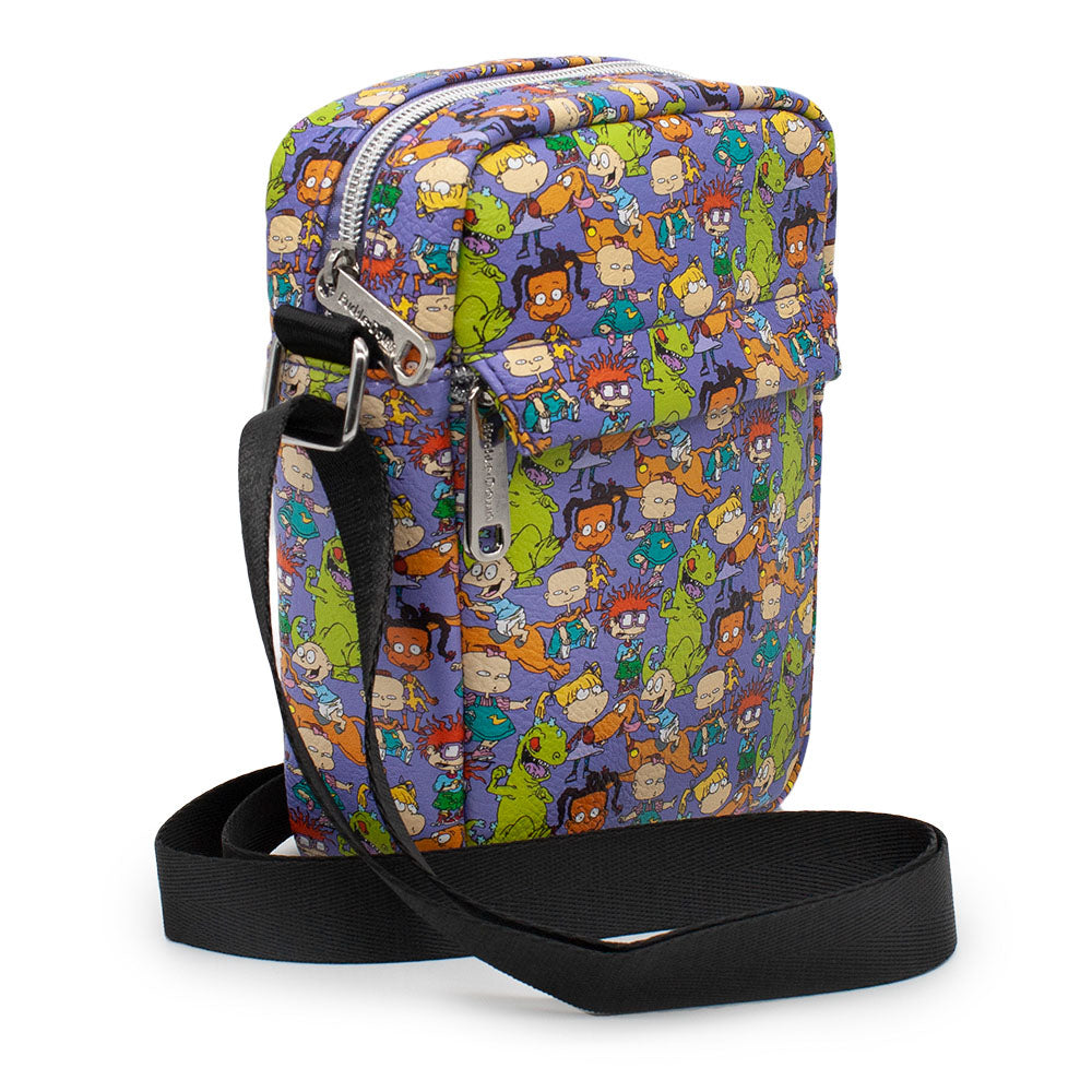 Women's Crossbody Wallet - Rugrats Characters Stacked Collage Purple Crossbody Bags Nickelodeon   