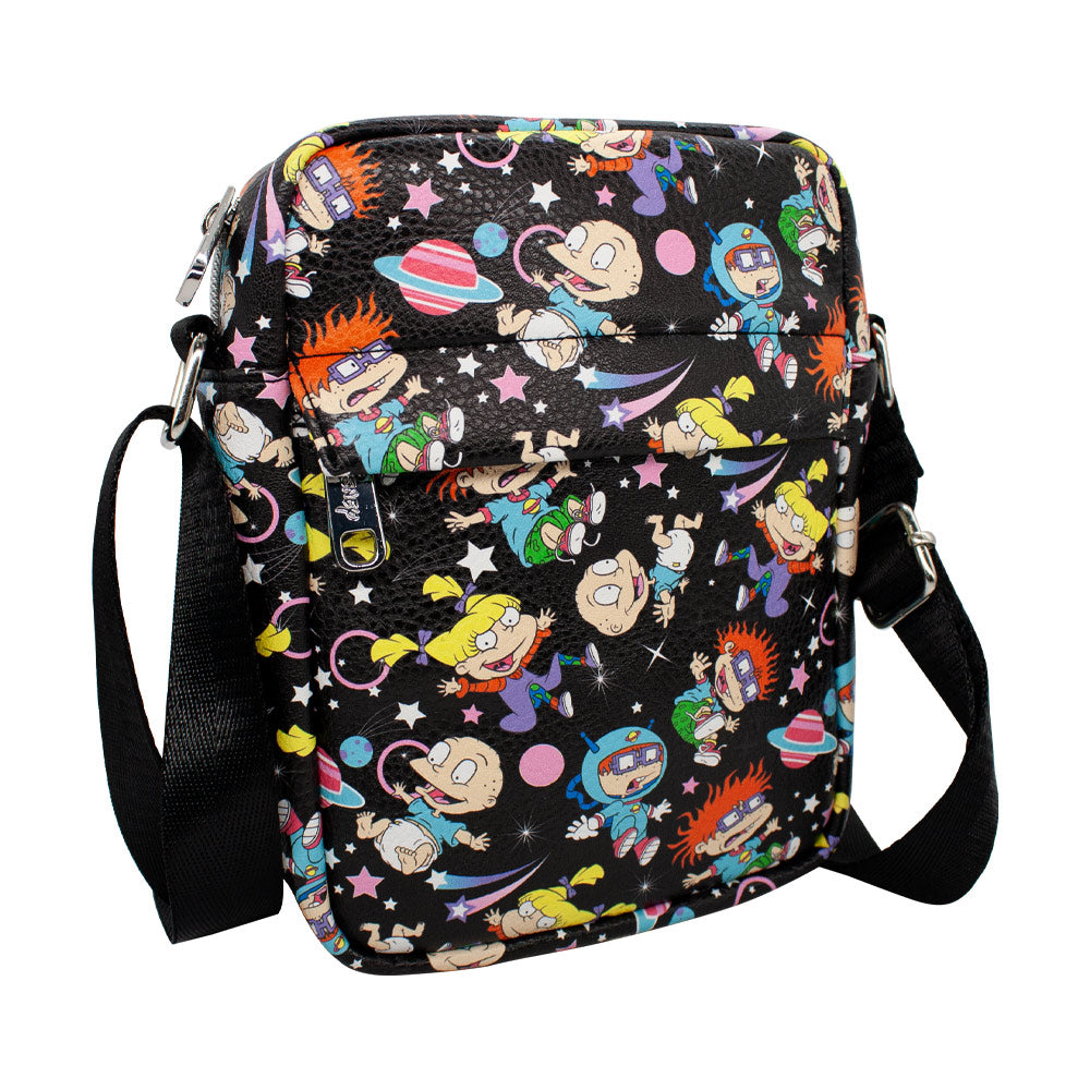 Women's Crossbody Wallet - Rugrats Characters and Icons Collage Black Crossbody Bags Nickelodeon   