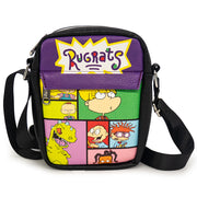 Crossbody Wallet - Rugrats 7-Character Pose Blocks Black Crossbody Bags Nickelodeon   