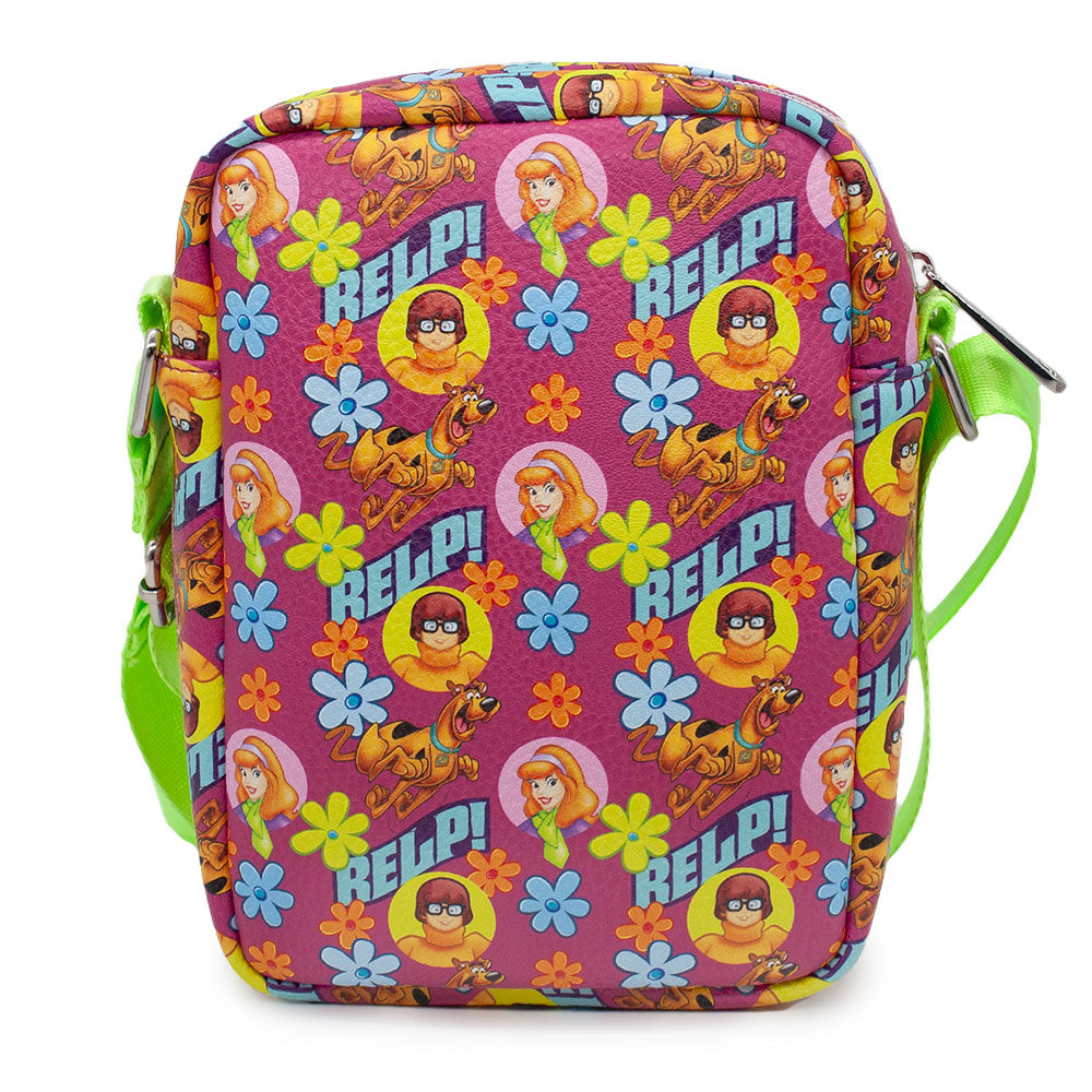 Women's Crossbody Wallet - Scooby Doo RELP! Flowers with Daphne and Velma Collage Pink Crossbody Bags Hanna Barbera