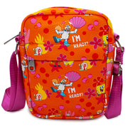 Women's Crossbody Wallet - SpongeBob and Friends I'M READY Poses Flower and Bubbles Collage Orange Crossbody Bags Nickelodeon   