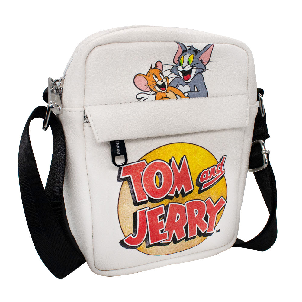 Women's Crossbody Wallet - TOM AND JERRY Smiling Hug Pose and Logo Ivory Crossbody Bags Hanna Barbera