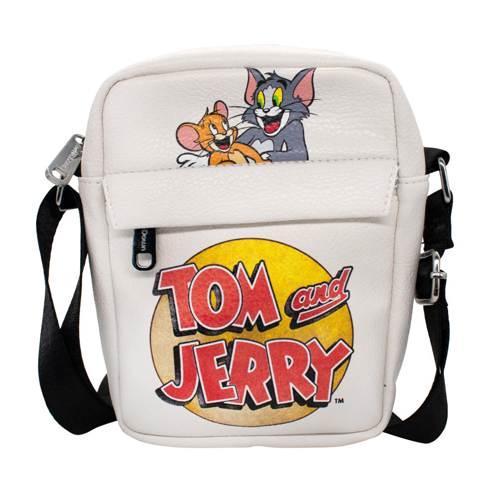 Women's Crossbody Wallet - TOM AND JERRY Smiling Hug Pose and Logo Ivory Crossbody Bags Hanna Barbera