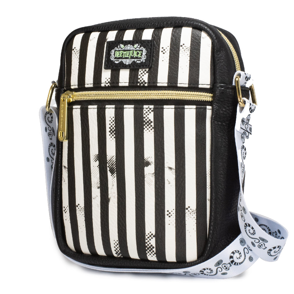 Women's Crossbody Wallet - Beetlejuice Suit Stripes Black White Crossbody Bags Beetlejuice