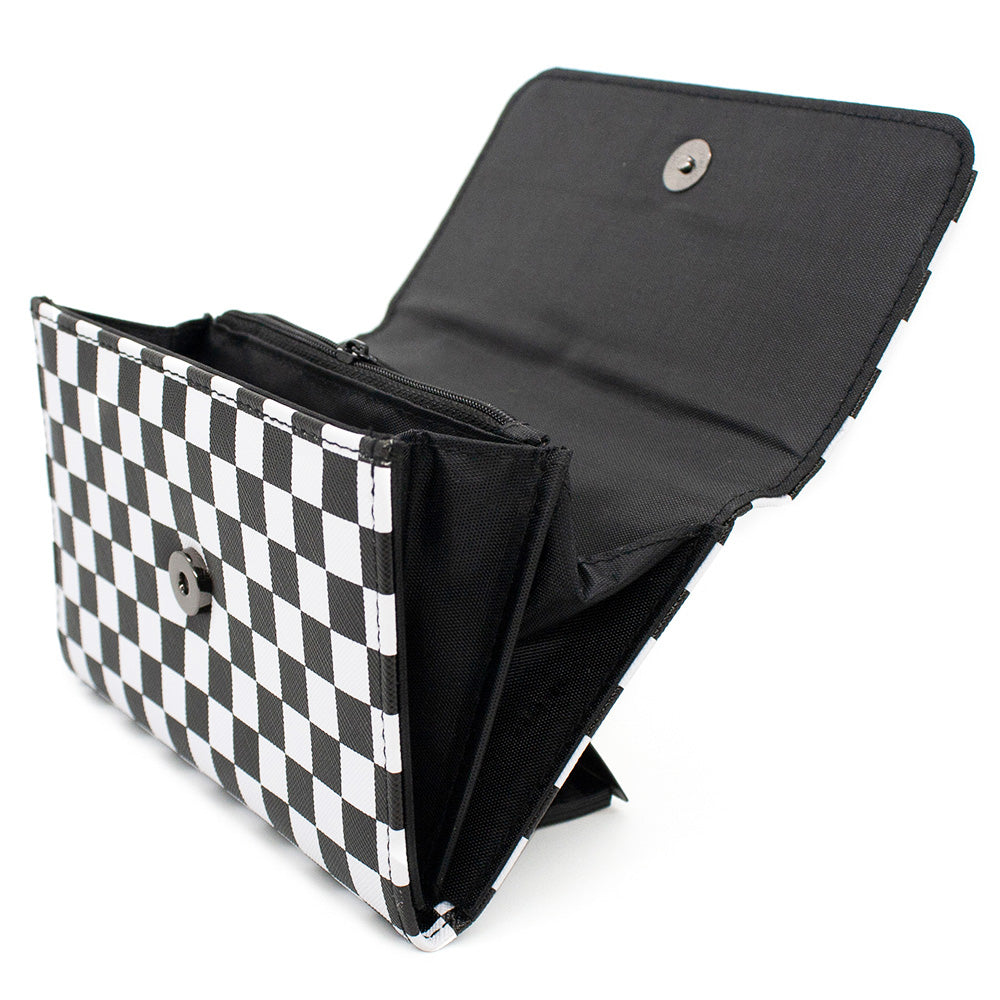 Women's Fold Over Wallet Rectangle PU - LOONEY TUNES 10-Character Bullseye Logo Checker Black White Clutch Snap Closure Wallets Looney Tunes   