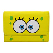 Women's Fold Over Wallet Rectangle PU - SpongeBob SquarePants Eyes Close-Up Yellow Clutch Snap Closure Wallets Nickelodeon   