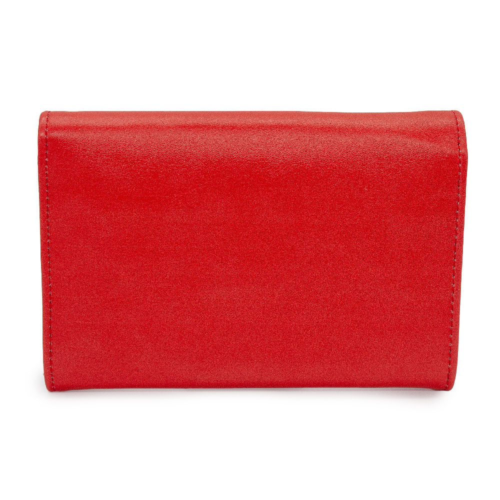 Women's Fold Over Wallet Rectangle PU - Tom and Jerry Smiling Pose Red Clutch Snap Closure Wallets Hanna Barbera