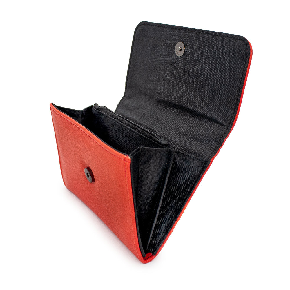 Women's Fold Over Wallet Rectangle PU - Tom and Jerry Smiling Pose Red Clutch Snap Closure Wallets Hanna Barbera