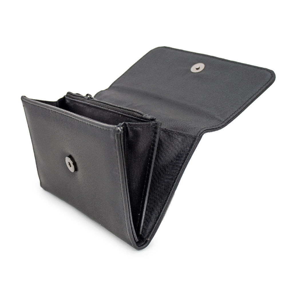 Women's Fold Over Wallet Rectangle PU - TOM AND JERRY Logo Metal Emblem Clutch Snap Closure Wallets Hanna Barbera