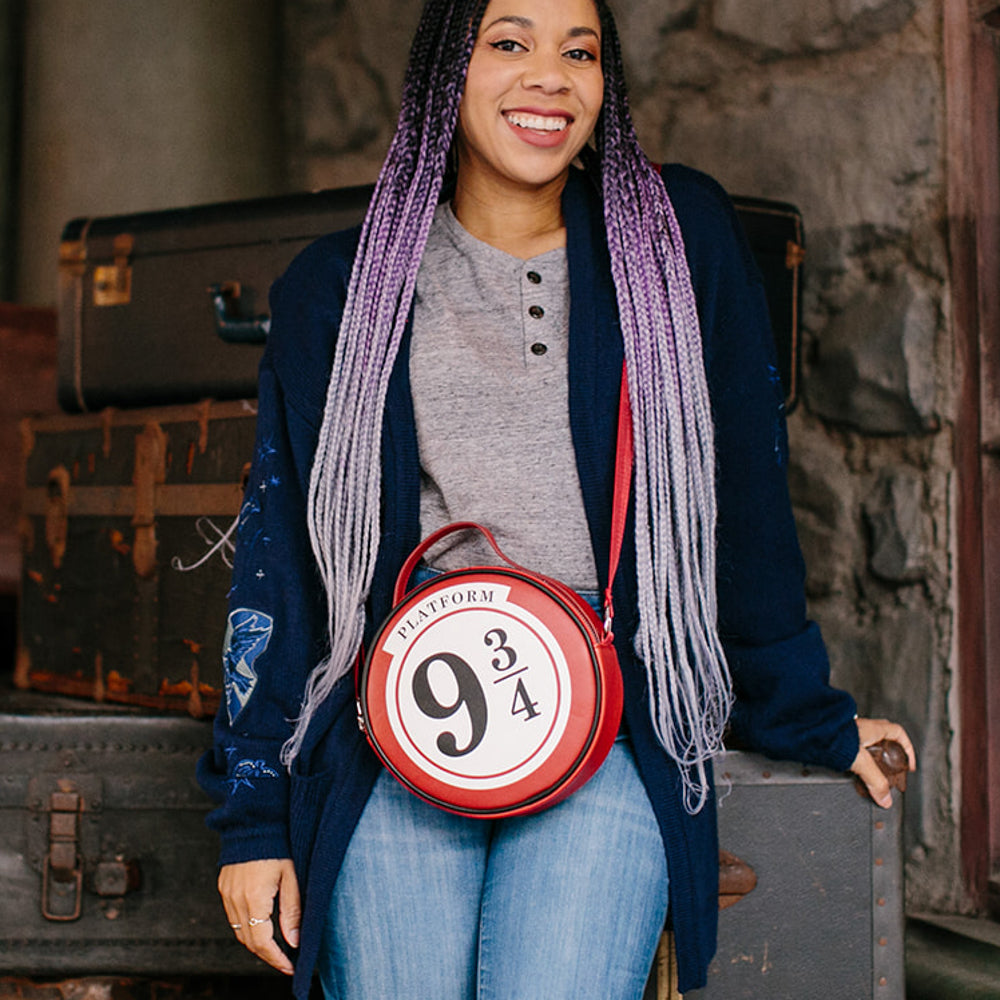 Harry Potter Bag, Round, Harry Potter Platform 9 3/4 Sign Replica, Red, Vegan Leather Crossbody Bags Harry Potter