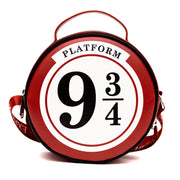 Harry Potter Bag, Round, Harry Potter Platform 9 3/4 Sign Replica, Red, Vegan Leather Crossbody Bags Harry Potter
