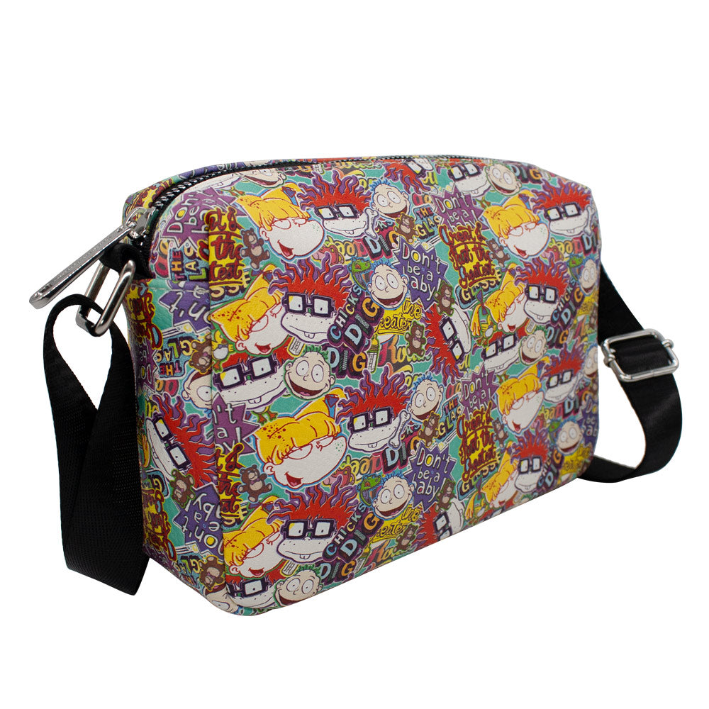 Women's Horizontal Crossbody Wallet - Rugrats Characters and Quotes Collage Blue Crossbody Bags Nickelodeon   