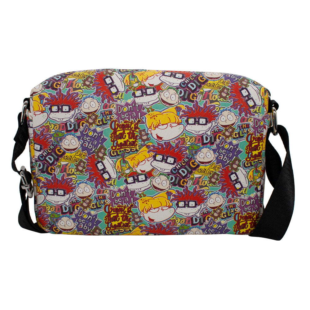 Women's Horizontal Crossbody Wallet - Rugrats Characters and Quotes Collage Blue Crossbody Bags Nickelodeon   