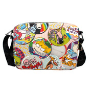 Women's Horizontal Crossbody Wallet - Nick 90s Character and Logo Buttons Stacked Pink Crossbody Bags Nickelodeon   