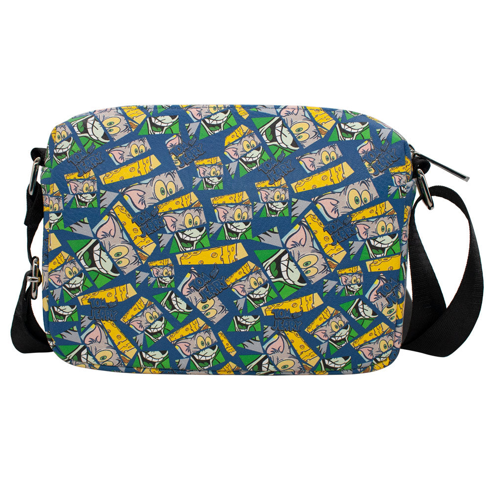 Horizontal Crossbody Wallet - TOM AND JERRY Expression Blocks Mash Up Blocks Blue Crossbody Bags Hanna Barbera