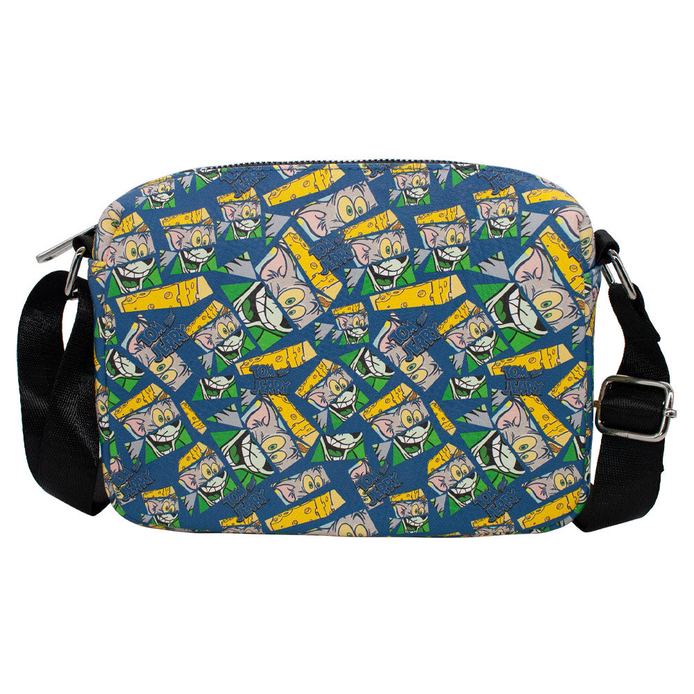 buckle down Horizontal Crossbody Wallet - TOM AND JERRY Expression Blocks Mash Up Blocks Blue