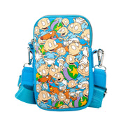 Wallet Phone Bag Holder - Rugrats Tommy Pickles and Spike Poses Stacked Blue Crossbody Bags Nickelodeon   