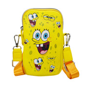Wallet Phone Bag Holder - SpongeBob SquarePants Expressions Scattered Yellow Crossbody Bags Nickelodeon   