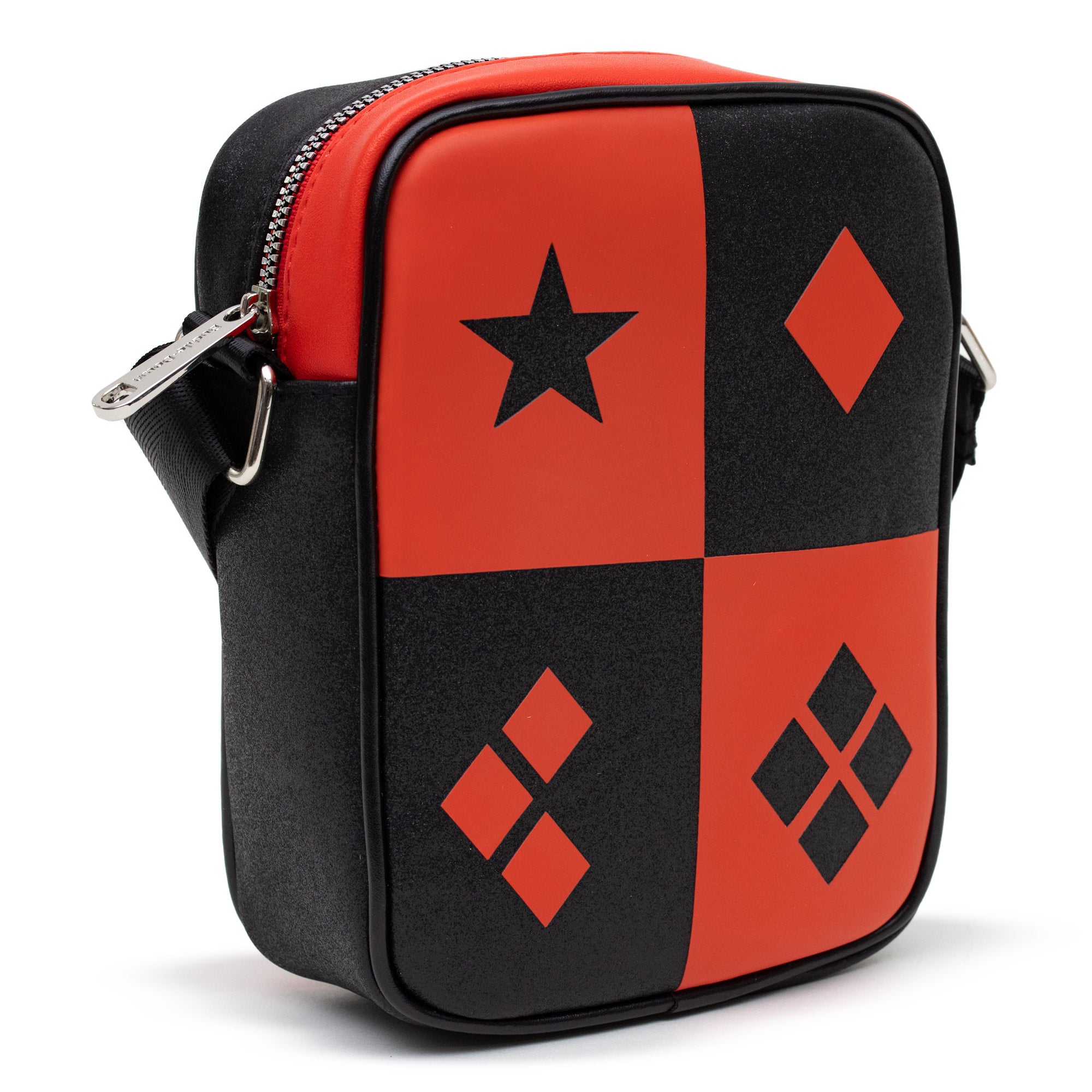 DC Comics Bag, Cross Body, Harley Quinn Diamonds Icons Red Black, Vegan Leather Crossbody Bags DC Comics   