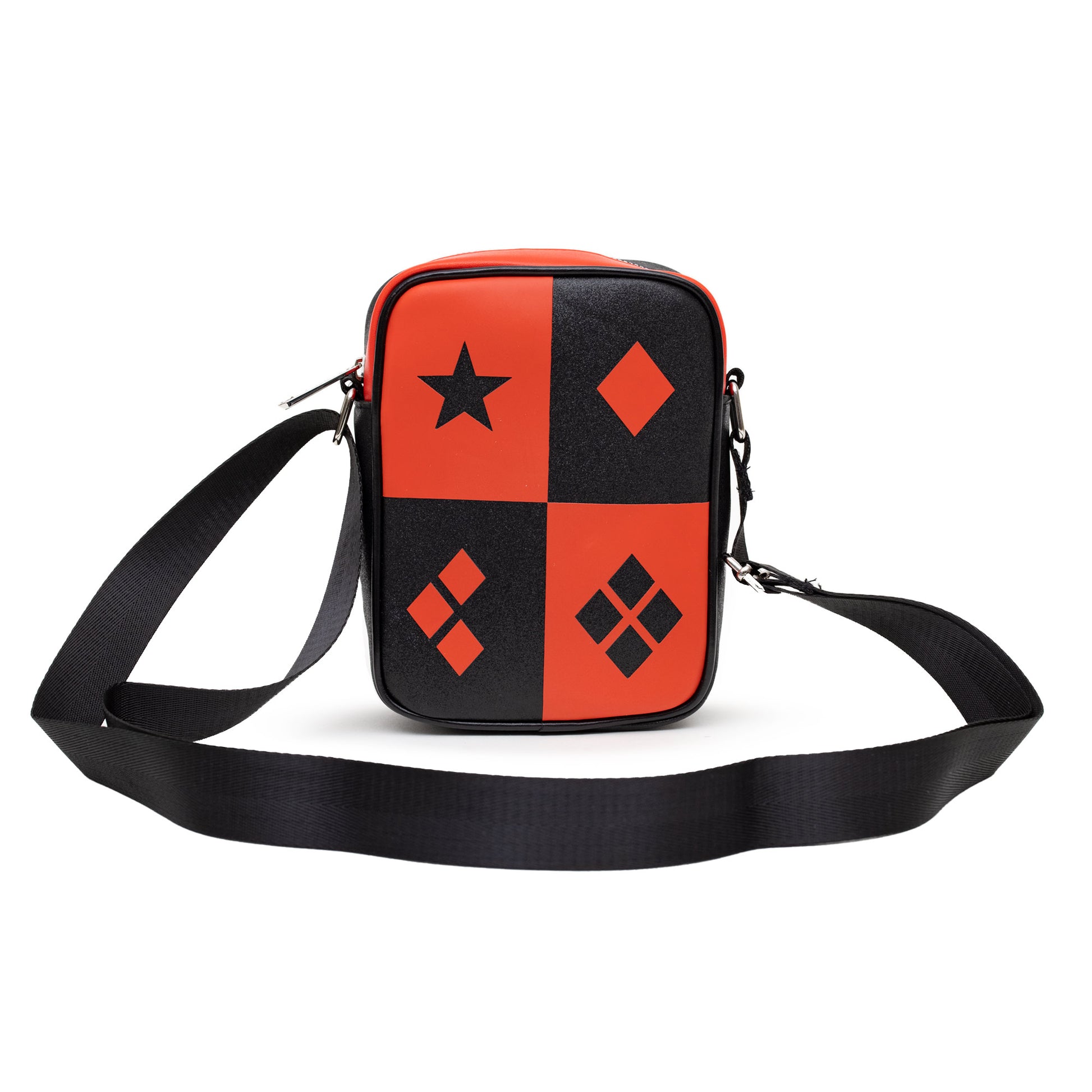 DC Comics Bag, Cross Body, Harley Quinn Diamonds Icons Red Black, Vegan Leather Crossbody Bags DC Comics   