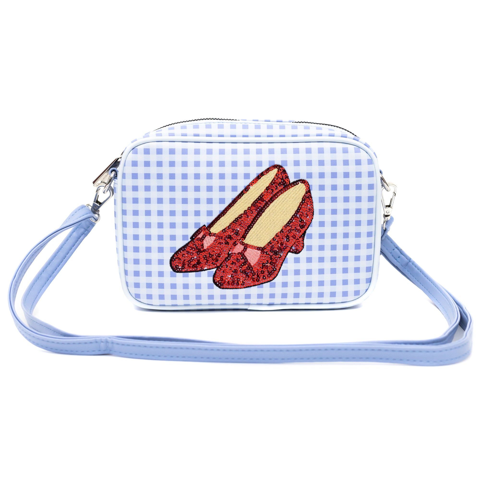 Wizard of Oz Bag, Cross Body, The Wizard of Oz Dorothy Sequined Ruby Slippers with Toto Pose, Blue, Vegan Leather Crossbody Bags The Wizard of Oz