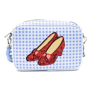 Wizard of Oz Bag, Cross Body, The Wizard of Oz Dorothy Sequined Ruby Slippers with Toto Pose, Blue, Vegan Leather Crossbody Bags The Wizard of Oz