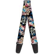 Guitar Strap - REN & STIMPY Poses Black Blue Yellow Guitar Straps Ren and Stimpy