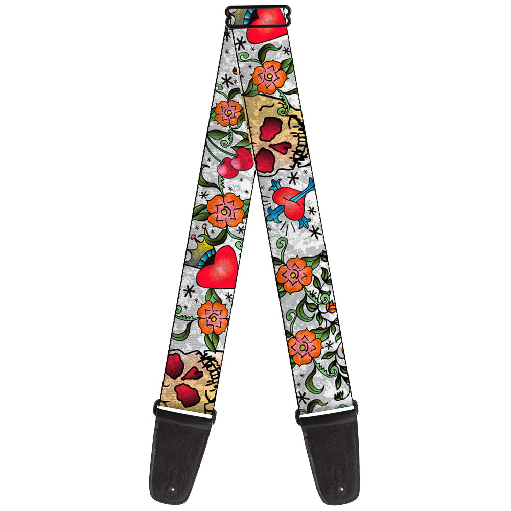 Guitar Strap - Only God Can Judge Me CLOSE-UP White Guitar Straps Buckle-Down   