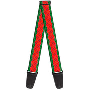 Guitar Strap - Holiday Trim Stripe Green Red Guitar Straps Buckle-Down   