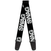 Guitar Strap - SWAG Black Plaid X White Gray Guitar Straps Buckle-Down   