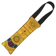 Dog Toy Squeaky Tug Toy - Star Wars C3-PO Front View CLOSE-UP + Wires Black Multi Color - BLACK Handle Webbing Dog Toy Squeaky Tug Toy Star Wars   