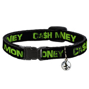Cat Collar Breakaway - CA$H MONEY Black Green Breakaway Cat Collars Buckle-Down   