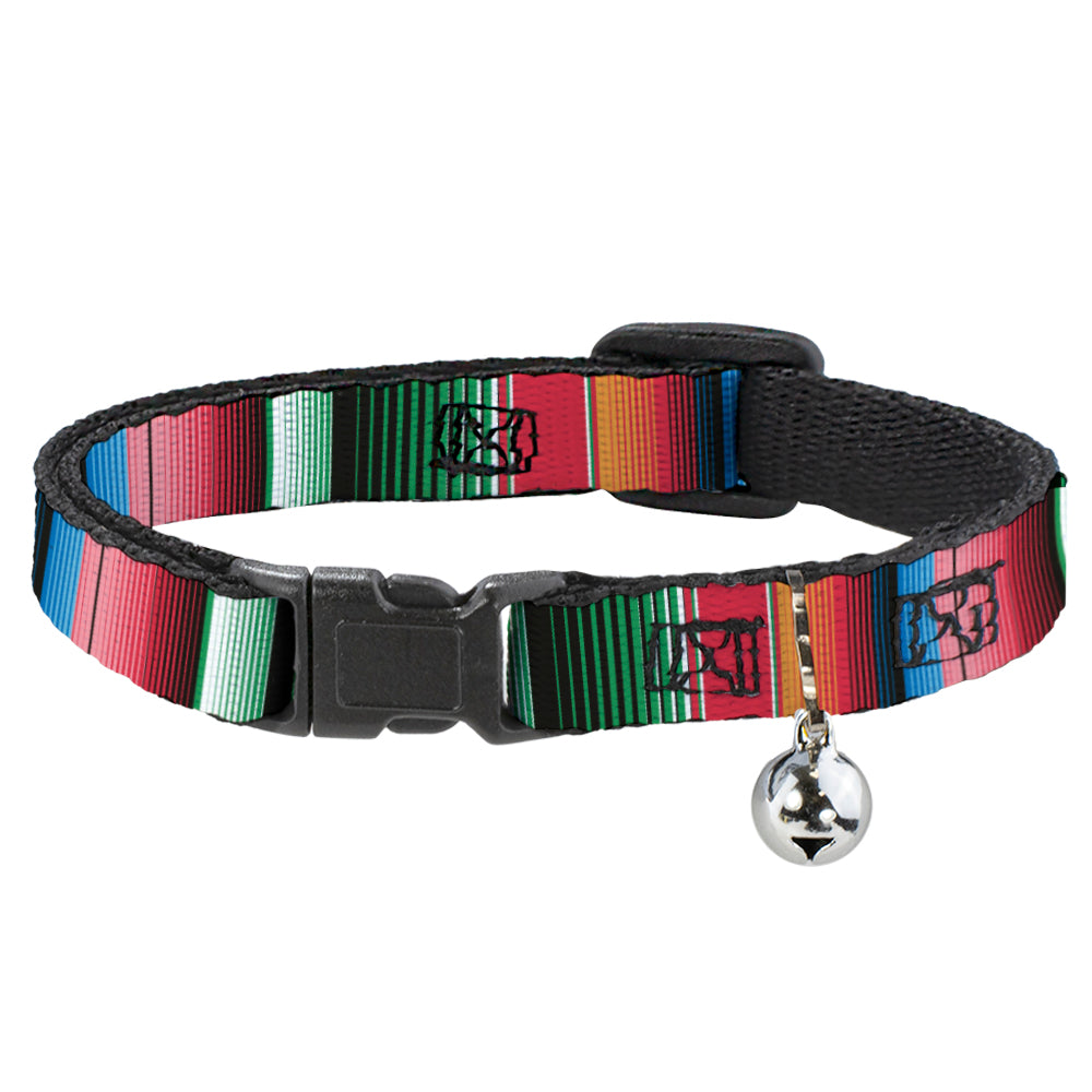 Cat Collar Breakaway - Zarape5 Vertical Multi Color Stripe Breakaway Cat Collars Buckle-Down   