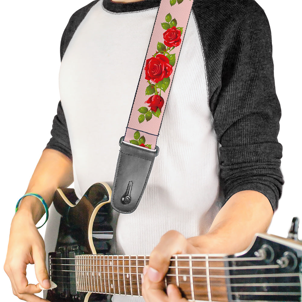 Guitar Strap - Rose Trio Leaves Pink Guitar Straps Buckle-Down   