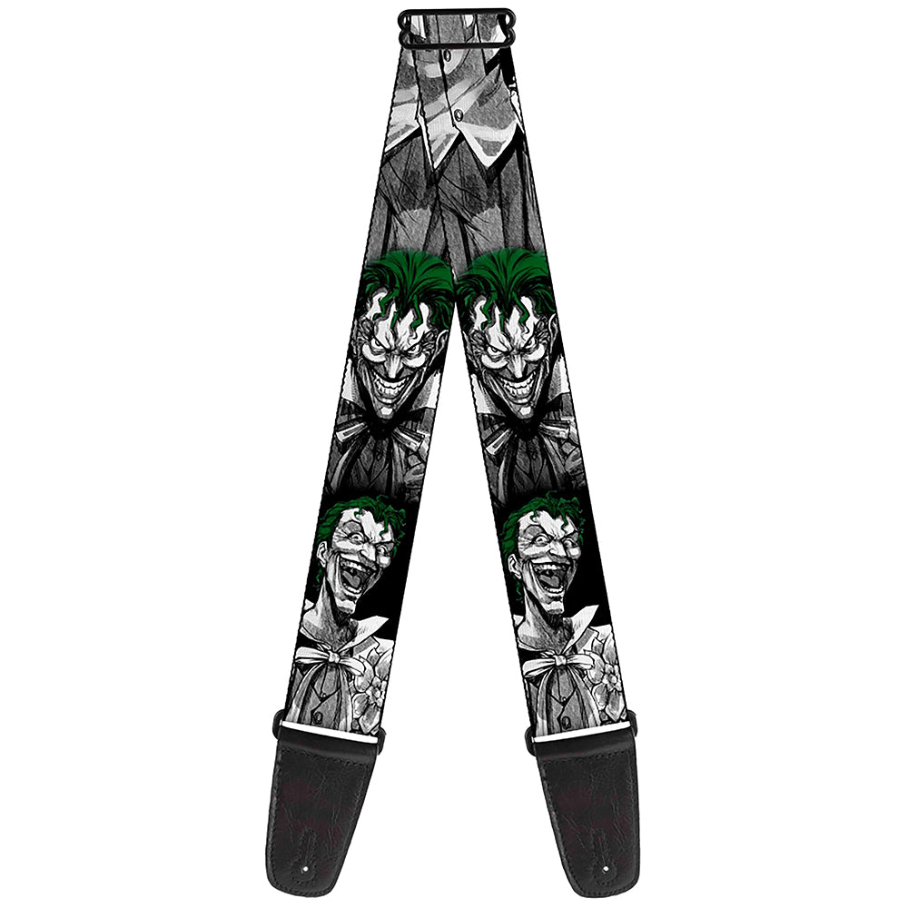 Guitar Strap - Joker Laughing Poses Black White Green Guitar Straps DC Comics   
