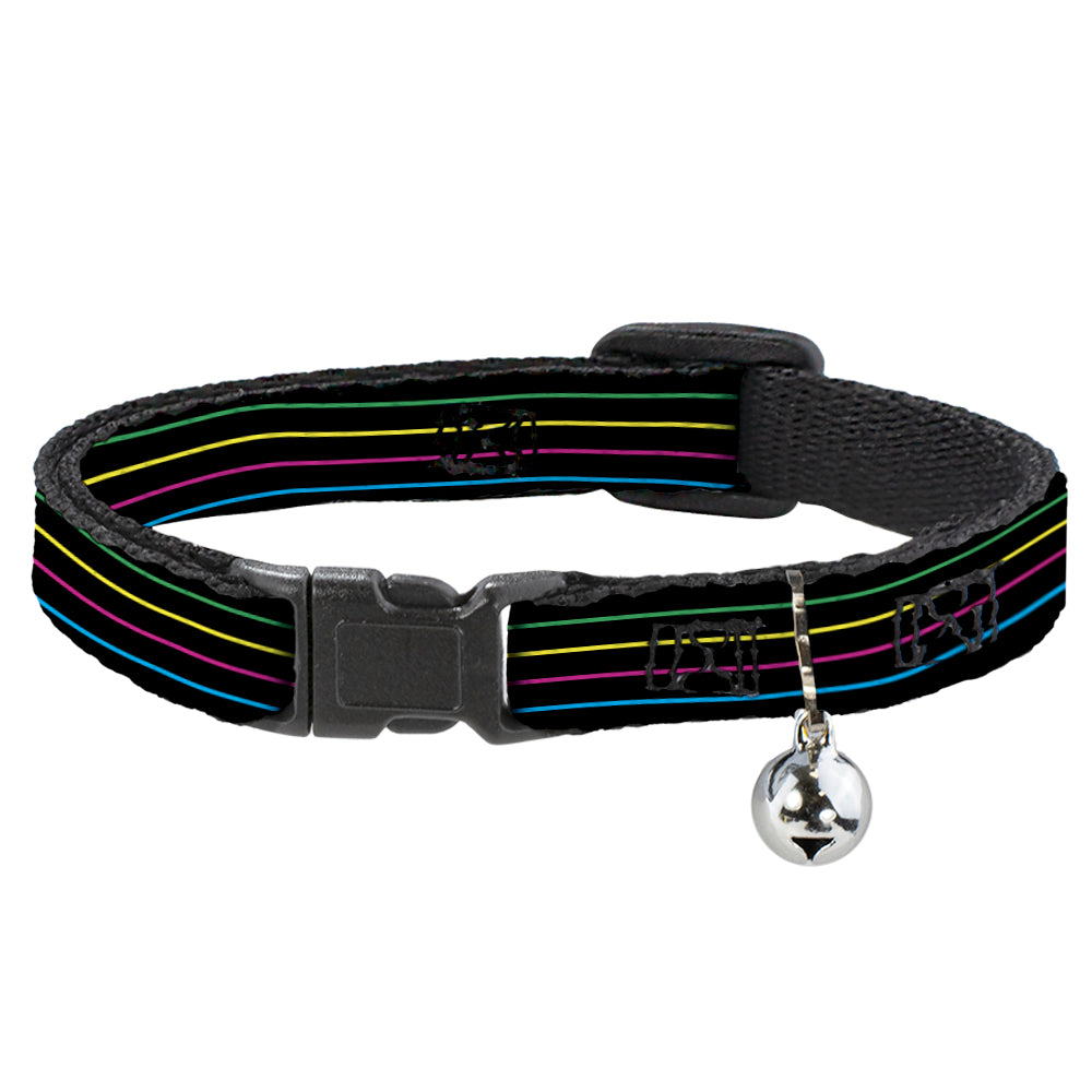 Cat Collar Breakaway - Pinstripes Black Multi Color Breakaway Cat Collars Buckle-Down   