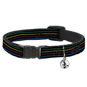 Cat Collar Breakaway - Pinstripes Black Multi Color Breakaway Cat Collars Buckle-Down   