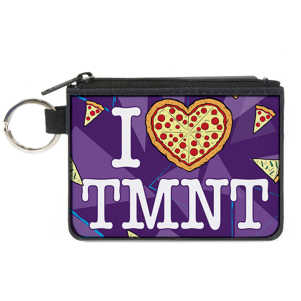 Canvas Zipper Wallet - MINI X-SMALL - Classic TMNT Turtles Pose18 Eating Pizza GOT PIZZA? Pepperoni Pizza Gold Red Canvas Zipper Wallets Teenage Mutant Ninja Turtles