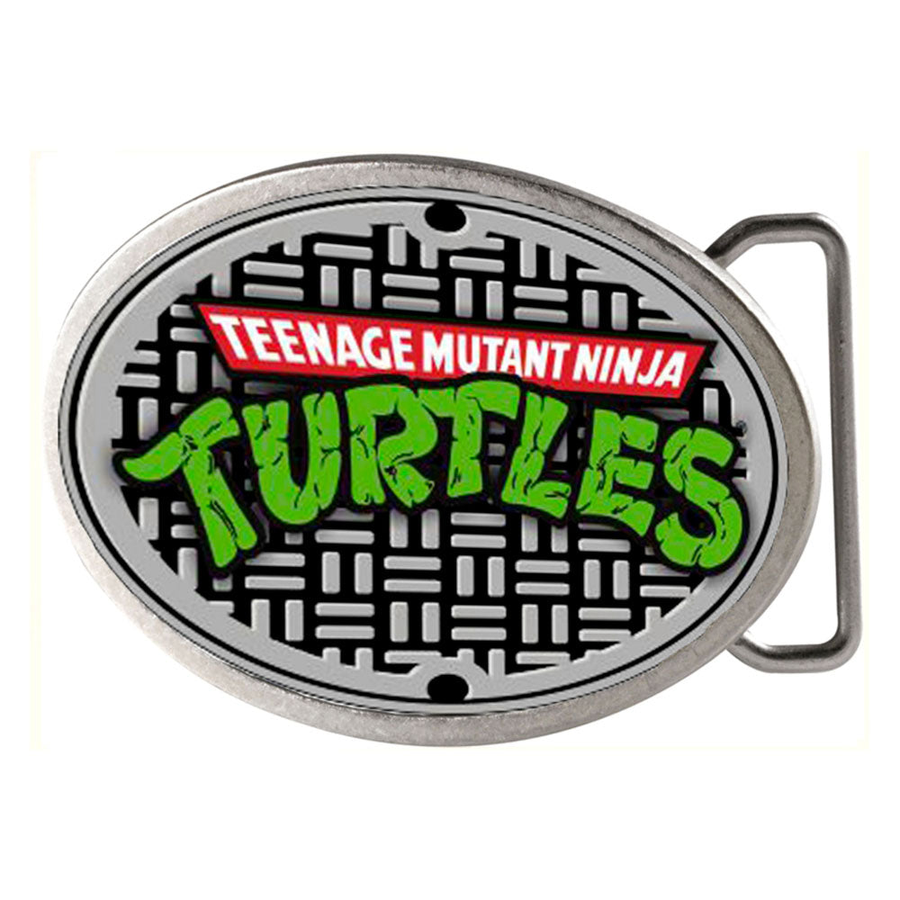 Classic TMNT Logo Manhole Cover Framed FCG - Chrome Oval Rock Star Buckle Belt Buckles Teenage Mutant Ninja Turtles