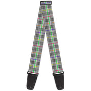 Guitar Strap - Plaid Gray Multi Neon Guitar Straps Buckle-Down   